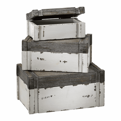 Cyan Alder Boxes - Distressed White And Gray - 02471