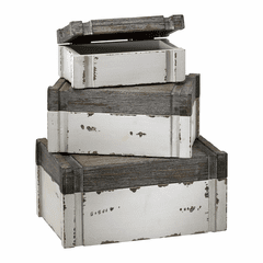 Cyan Alder Boxes - Distressed White And Gray - 02471