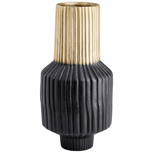 Cyan Allumage Vase - Matt Black and Gold - 10625