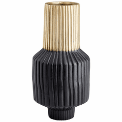 Cyan Allumage Vase - Matt Black and Gold - 10625