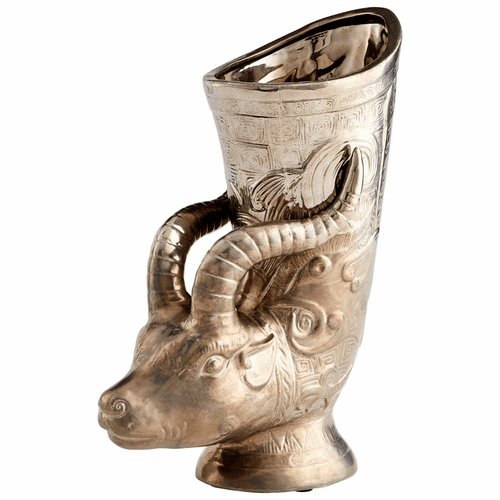 Cyan Bharal Headed Vase - Polished Pewter - 09857