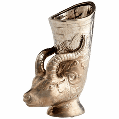 Cyan Bharal Headed Vase - Polished Pewter - 09857