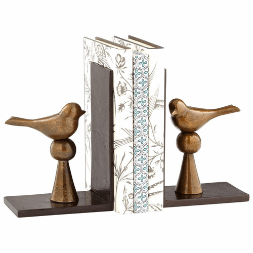 Cyan Birds And Books - ANTIQUE  BRASS - 08289