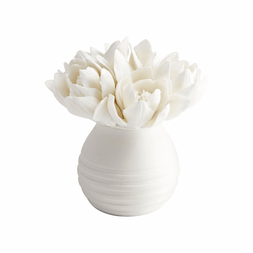 Cyan Blooming Fleur Sculpture - White - 10286
