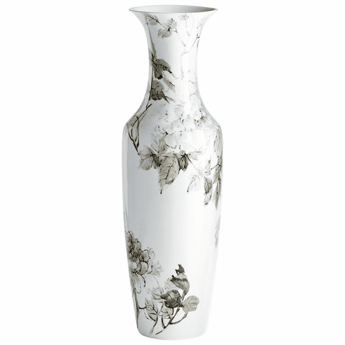 Cyan Blossom Vase - Black and White - 09882