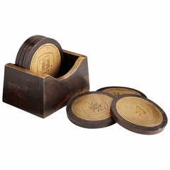 Cyan Card Carrying Coasters - Black and Brass - 08017