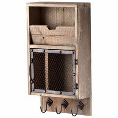Cyan Casey Wall Organizer - Raw Iron And Natural Wood - 04880