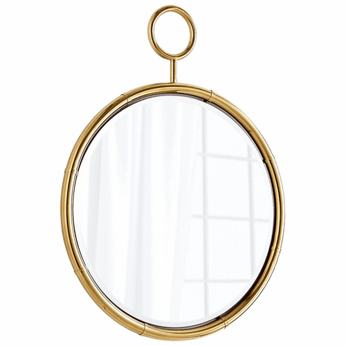 Cyan Circular Mirror - Brass - 08588