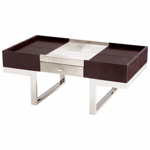 Cyan Curtis Coffee Table - Stainless Steel and Brown - 09754