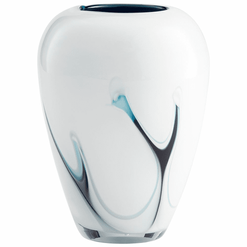 Cyan Deep Sky Vase - Blue and White - 10444