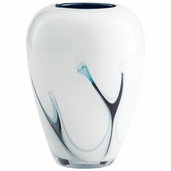 Cyan Deep Sky Vase - Blue and White - 10444