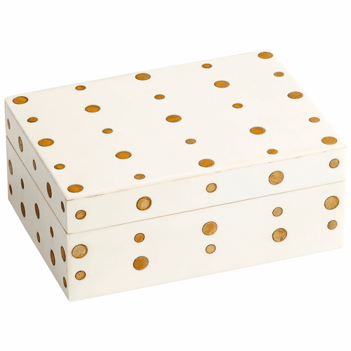 Cyan Dot Crown Container - White and Brass - 10658