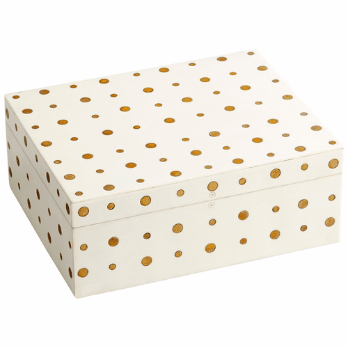 Cyan Dot Crown Container - White and Brass - 10659