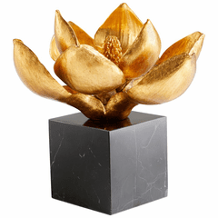 Cyan Edelweiss Sculpture - Gold and Black - 10560