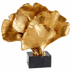Cyan Gilded Bloom Sculpture - Gold - 10430