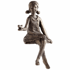 Cyan Girl Shelf Figurine - Oiled Bronze - 03042