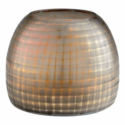 Cyan Gradient Grid Vase - Combed Irridescent Gold - 10465