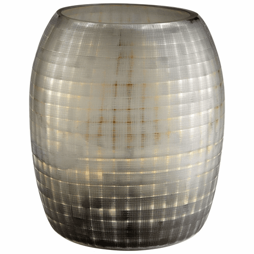 Cyan Gradient Grid Vase - Combed Irridescent Gold - 10466