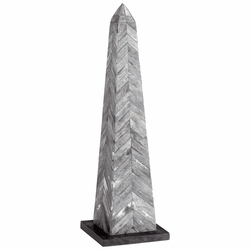 Cyan Herring Obelisk Sculpture - Grey and Black - 10190