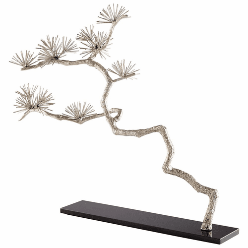 Cyan Holly Tree Sculpture - Silver Leaf - 09584