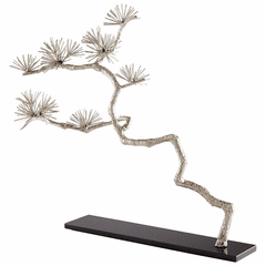 Cyan Holly Tree Sculpture - Silver Leaf - 09584