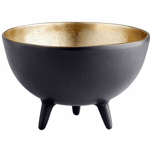 Cyan Inca Bowl - Matt Black and Gold - 10636