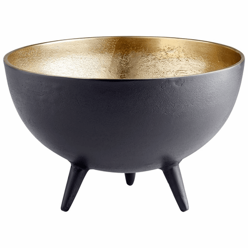 Cyan Inca Bowl - Matt Black and Gold - 10637