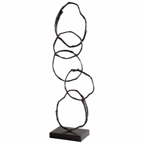 Cyan Inner Circles Sculpture - Bronze - 09574