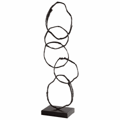 Cyan Inner Circles Sculpture - Bronze - 09574