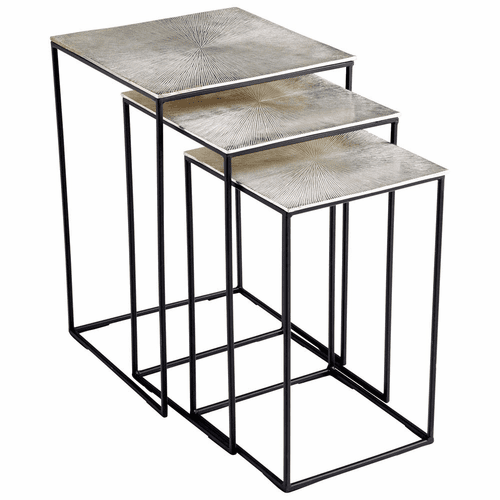 Cyan Irvine Nesting Tables - Raw Nickel and Black - 09717
