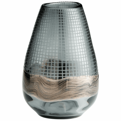 Cyan Large Axiom Vase - Clear and Glitter Gold - 09971