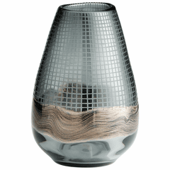 Cyan Large Axiom Vase - Clear and Glitter Gold - 09971