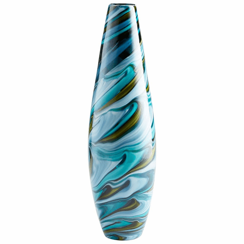 Cyan Large Chalcedony Vase - Multi Colored Blue - 09503