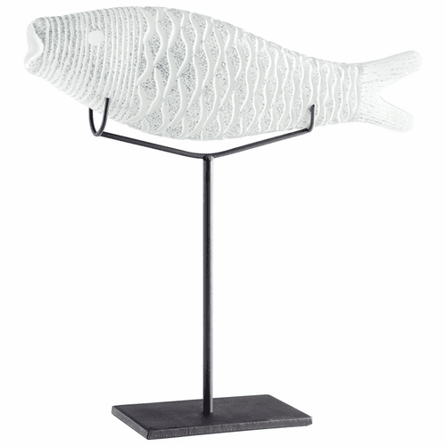Cyan Large Grouper Sculpture - Clear and Frosted - 10036