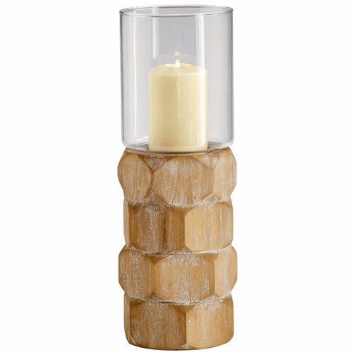 Cyan Large Hex Nut Candleholder - Natural Wood - 04741