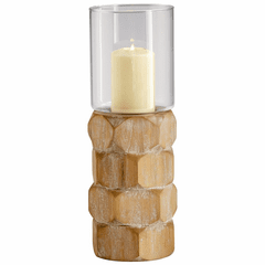 Cyan Large Hex Nut Candleholder - Natural Wood - 04741