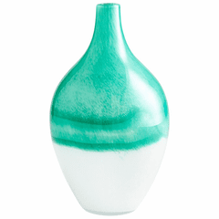 Cyan Large Iced Marble Vase - Turquoise/White - 09521