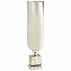 Cyan Large Isadora Vase - Nickel and Snow White Glass - 09773