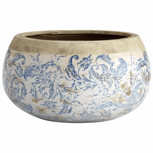 Cyan Large Isela Planter - Blue and White - 07407