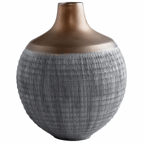 Cyan Large Osiris Vase - Charcoal Grey and Bronze - 09006