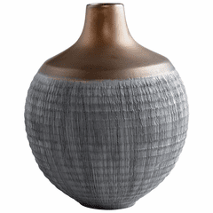 Cyan Large Osiris Vase - Charcoal Grey and Bronze - 09006