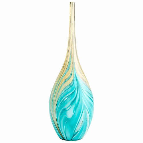 Cyan Large Parlor Palm Vase - Amber and Blue - 10003