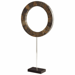 Cyan Large Portal Sculpture - Brown and Stainless Steel - 07218