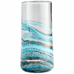 Cyan Large Rogue Vase - Blue//Gold Dust - 09985