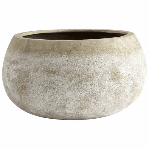 Cyan Large Round Stoney Planter - Ash Stone - 08403