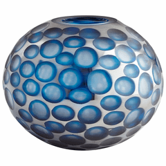 Cyan Large Round Toreen Vase - Blue - 08652
