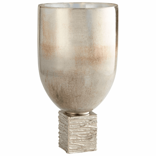 Cyan Large Tassilo Vase - Nickel and Ocean Glass - 09771