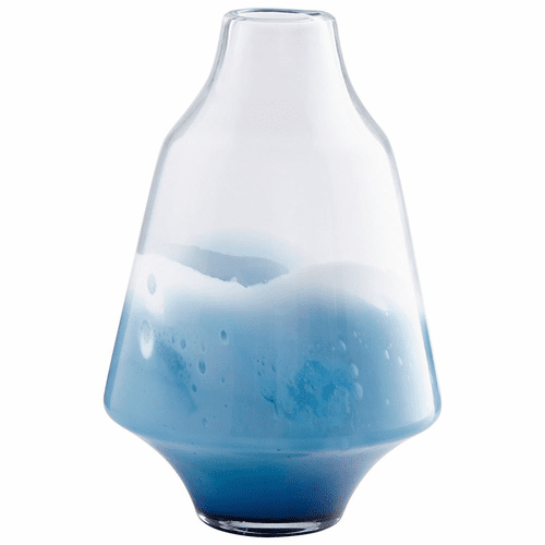 Cyan Large Water Dance Vase - Clear and Cobalt - 09167