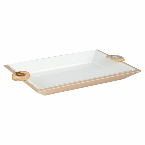 Cyan Light Crystal Tray - White And Gold - 11160