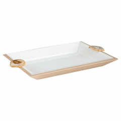 Cyan Light Crystal Tray - White And Gold - 11160